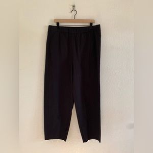 Eileen Fisher Crinkled Cropped Organic Cotton Lantern Pants Size L Black Pocket